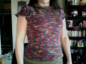 Just need to knit the edging on the sleeves.